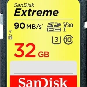 SanDisk 32GB Extreme SDHC UHS-I Memory Card – 90MB/s, C10, U3, V30, 4K UHD, SD Card – SDSDXVE-032G-GNCIN